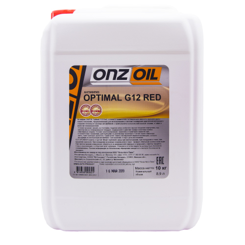 Антифриз ONZOIL ONZOIL OPTIMAL G12 RED 8,9 Л10 КГ (КРАСНЫЙ)