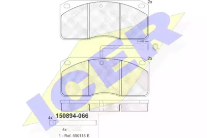 Комплект тормозных колодок 150894-066 ICER