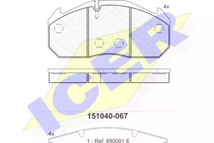 Комплект тормозных колодок 151040-067 ICER