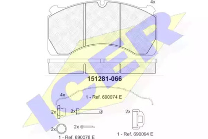 Комплект тормозных колодок 151281-066 ICER