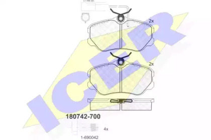 Комплект тормозных колодок 180742-700 ICER