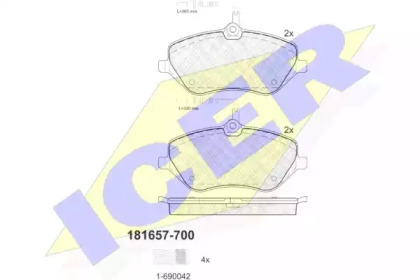 Комплект тормозных колодок 181657-700 ICER