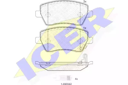 Комплект тормозных колодок 181748 ICER