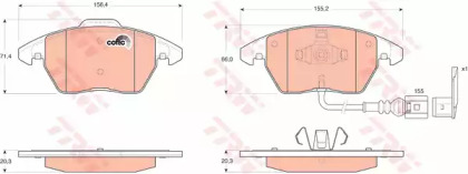 Комплект тормозных колодок GDB1550 TRW