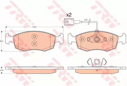 Комплект тормозных колодок GDB1900 TRW