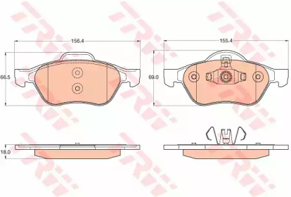 Комплект тормозных колодок GDB2053 TRW