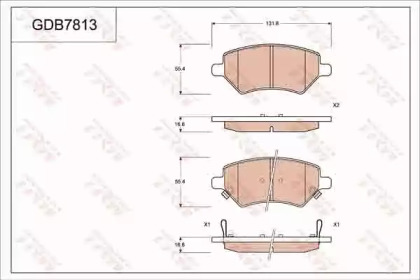 Комплект тормозных колодок GDB7813 TRW