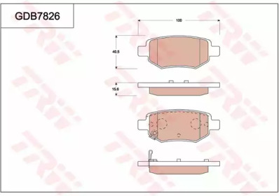 Комплект тормозных колодок GDB7826 TRW