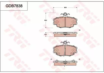 Комплект тормозных колодок GDB7838 TRW