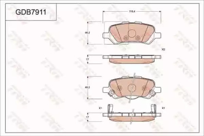 Комплект тормозных колодок GDB7911 TRW