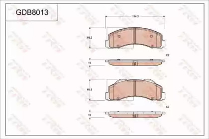 Комплект тормозных колодок GDB8013 TRW