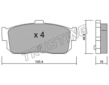 Комплект тормозных колодок 200.0 TRUSTING