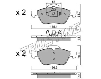 Комплект тормозных колодок 344.0 TRUSTING