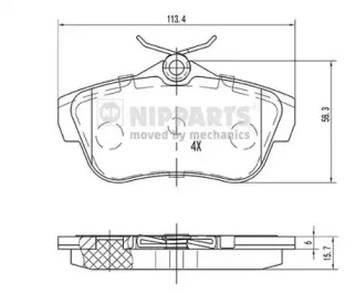 Комплект тормозных колодок N3612050 NIPPARTS