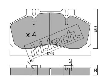 Комплект тормозных колодок 275.0 fri.tech.