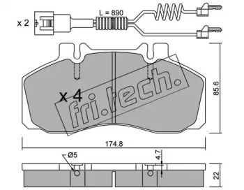 Комплект тормозных колодок 275.0W fri.tech.