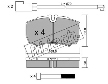 Комплект тормозных колодок 620.2W fri.tech.