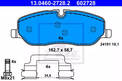 Комплект тормозных колодок 13.0460-2728.2 ATE