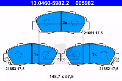 Комплект тормозных колодок 13.0460-5982.2 ATE