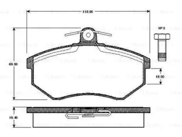 Комплект тормозных колодок 0 986 TB2 070 BOSCH