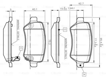 Комплект тормозных колодок 0 986 TB2 845 BOSCH