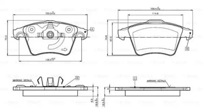 Комплект тормозных колодок 0 986 TB3 061 BOSCH