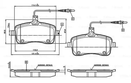 Комплект тормозных колодок 0 986 TB3 076 BOSCH