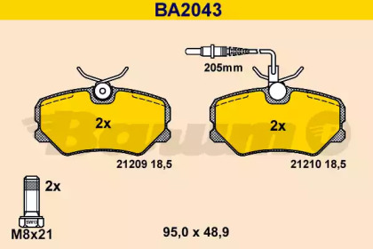 Комплект тормозных колодок BA2043 BARUM