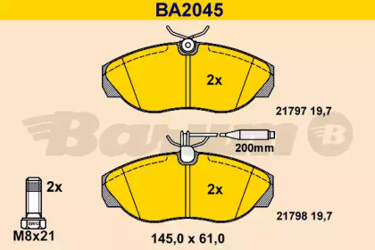 Комплект тормозных колодок BA2045 BARUM