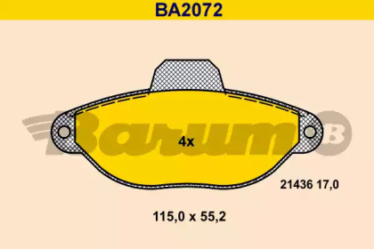 Комплект тормозных колодок BA2072 BARUM