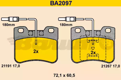 Комплект тормозных колодок BA2097 BARUM