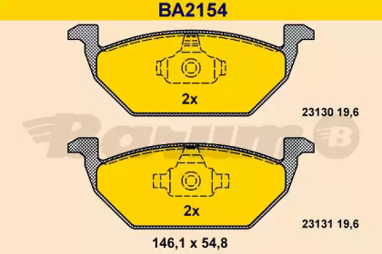 Комплект тормозных колодок BA2154 BARUM