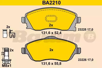 Комплект тормозных колодок BA2210 BARUM