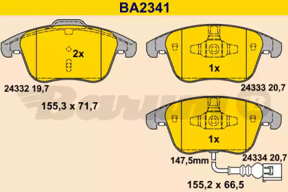 Комплект тормозных колодок BA2341 BARUM