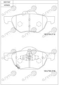 Комплект тормозных колодок KD1747 ASIMCO