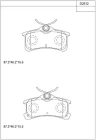 Комплект тормозных колодок KD2512 ASIMCO