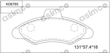 Комплект тормозных колодок KD6785 ASIMCO