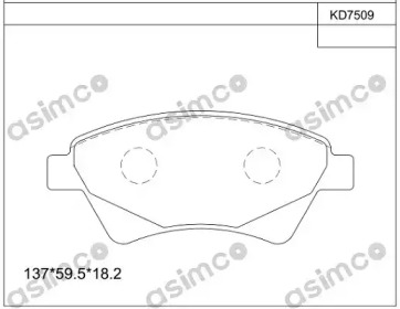 Комплект тормозных колодок KD7509 ASIMCO