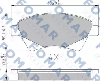 Комплект тормозных колодок FO 908281 FOMAR Friction