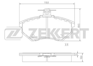 Комплект тормозных колодок BS-1098 ZEKKERT