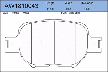 Комплект тормозных колодок AW1810043 AYWIPARTS