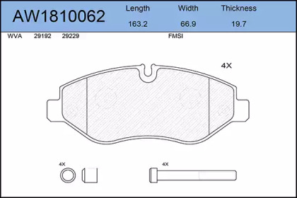 Комплект тормозных колодок AW1810062 AYWIPARTS