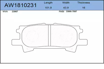 Комплект тормозных колодок AW1810231 AYWIPARTS