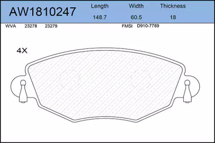 Комплект тормозных колодок AW1810247 AYWIPARTS