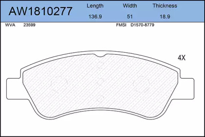 Комплект тормозных колодок AW1810277 AYWIPARTS