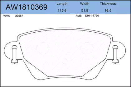 Комплект тормозных колодок AW1810369 AYWIPARTS