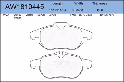 Комплект тормозных колодок AW1810445 AYWIPARTS