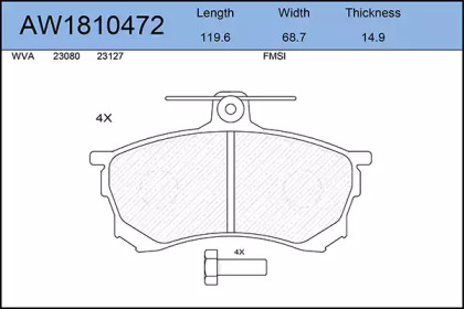 Комплект тормозных колодок AW1810472 AYWIPARTS