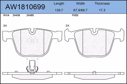 Комплект тормозных колодок AW1810699 AYWIPARTS