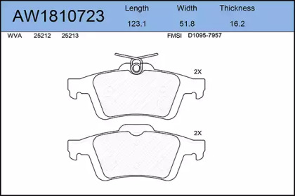 Комплект тормозных колодок AW1810723 AYWIPARTS